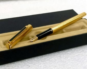 ダンヒル ジェムライン 万年筆 14K F ペン先 ゴールドメッキ バーリー