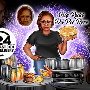 Chef Logo Design, Chef Cartoon Logo, Portrait Logo, Artist Logo, Restaurant Logo, Food Logo, Digital Realistic Portrait, Custom Food Design