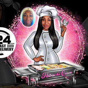 Chef Logo Design, Chef Cartoon Logo, Portrait Logo, Artist Logo, Restaurant Logo, Food Logo, Digital Realistic Portrait, Custom Food Designs