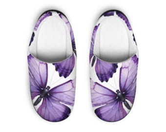 Floral Purple Butterfly Slippers | Indoor Cozy House ShoesWomen/Men