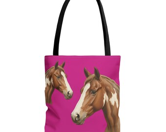 Painted Pinto Horse Tote Bag |  Horse Portraits, Equestrian Print