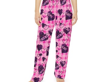XOXO Heart Pattern Pajama Pants | Pink Valentine Lounge Bottoms