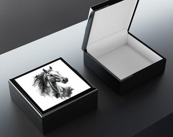 Watercolor Horse Portrait Jewelry Box | Equestrian Decor