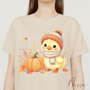 Fall Duck Clipart: Autumn Pumpkin, Boho Nursery Art (Digital Download)