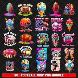 30+ Game Day Football PNG, Drip Ice Cream Design, Respect the Drip PNG, Football Mama Clipart, American Boy Football, Sports Team Art