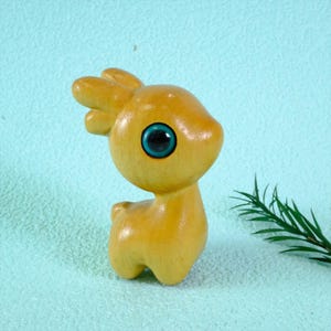 Hand Carved Sandalwood Deer Figurine, Mini Wooden Animal Sculpture, Cute Desk Ornament, Woodland Gift, Handmade Wildlife Decor