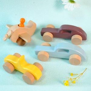 Handmade Wooden Toy Car Or Plane For Toddlers, Montessori Style Push Toy, Eco Friendly Baby Gift, Educational Vehicle Toy For Boys And Girls