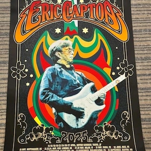 エリック・クラプトン コンサートポスター　62cm x 42cm(フレーム) Eric clapton poster - Etsy 日本