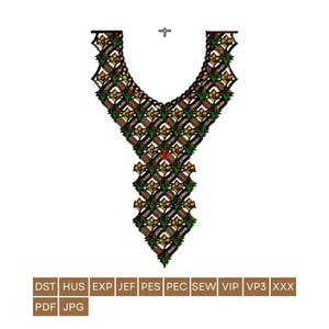 Ladies Neck Embroidery Design that is digitized on WiLCOM Textile Embroidery Software e4.2 with good techniques
