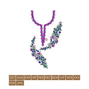 Ladies Neck Embroidery Design that is digitized on WiLCOM Textile Embroidery Software e4.2 with good techniques