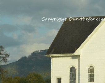 Blank Inside Wedding Card Church Card Fine Art Photography Blue Skies Over Skagit Valley Church La Conner Washington Print  Card