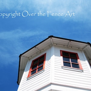 Vuurtoren tegen Blues Skies, fotokaart, kustcadeaukaart, wenskaart, blanco binnenkant voor uw persoonlijke notitie