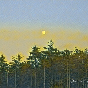 Moon Glow Over Copalis Beach, Kunst Grußkarte, innen blanko für deine persönliche Notiz