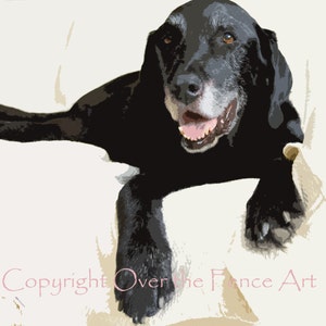 Dog Card Black Labrador Card Lab on Couch Portrait