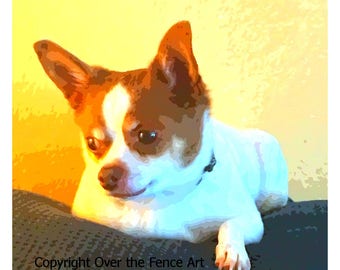 Adorable Brown and White Chihuahua Photo Greeting Card,  Dog Portrait, blank inside for your personal note