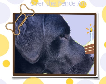 Funny Dog Birthday Greeting Card, Labrador Fine Art Card, Handmade Card, Dog Illustration