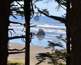 Beach Photography, Beach Card,Handmade Photo Greeting Card, Landscape Photograph,Rocks on Copalis Beach