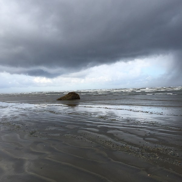 Mixed weather at Sea, greeting card,Beach Photography, Beach Card,Handmade Photo Greeting Card, Landscape Photograph,Rocks on Copalis Beach