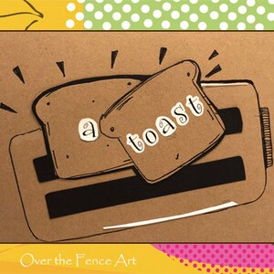 Kunst verjaardagskaart, Een toast op jou!, blanco binnen voor je persoonlijke notitie