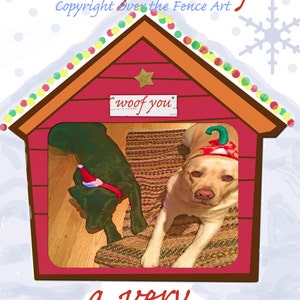 Liefde van Labradors, Kerstkaart, Black Lab en Yellow Lab wensen je prettige kerstdagen, blanco binnen voor je persoonlijke notitie