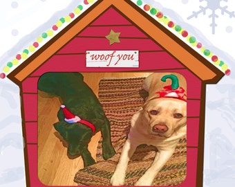 Love from Labradors, Christmas Card,Black Lab and Yellow Lab wish you Merry Christmas, blank inside for your personal note