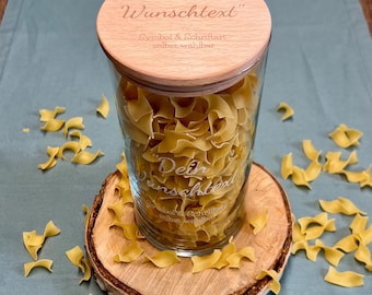 Vorratsglas, Glasdose, Geschenk-Glas, 3 Größen, Holzdeckel, personalisierte Gravur, Wunschgravur, Wunschmotiv, Geschenk, Ostern, Hochzeit