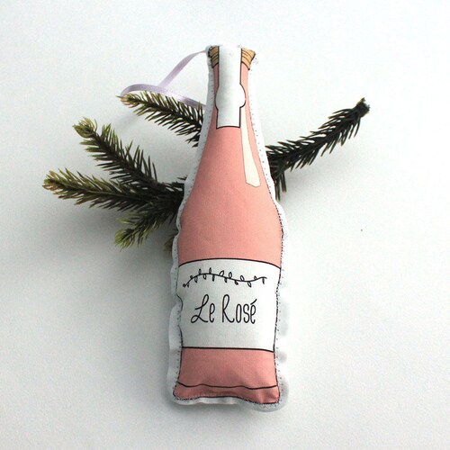 Rosé Wine Bottle Ornament Holiday Ornament Etsy