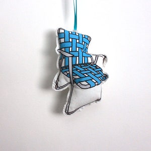 Retro Camping chair Ornament: 1980's Blue Plush Chair image 1