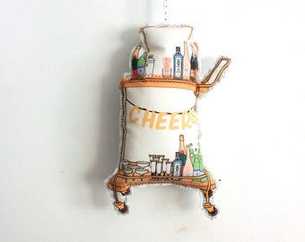 Bar cart ornament- christmas ornament- Tree decorations