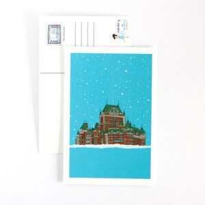 Post card, Quebec Chateau frontenac. Quebec winter scene art print