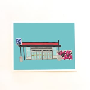 Montreal Metro Kunstdruck.  Illustrierter Wanddekor, Größe 20 x 28 cm