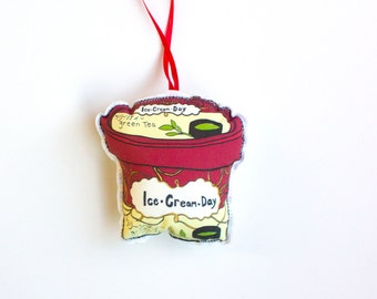 ice cream ornament, Japanese Christmas ornament, matcha dessert holiday ornament