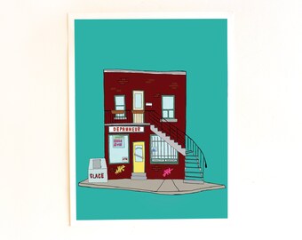 Dépanneur art print.  Illustrated wall decor, Size 8 X 11 inches