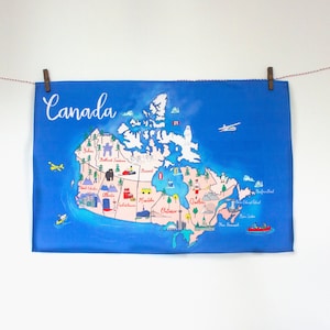 Torchon carte du Canada : torchon carte illustrée
