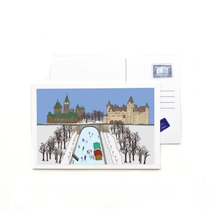 Post card, Ottawa Rideau canal. Ottawa winterlude canal scene art print