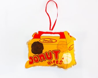 Donut box Ornament: tree decoration- Canadian Christmas Ornament- Plush Donuts