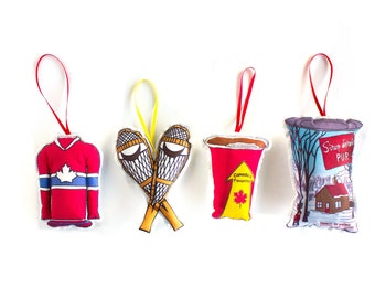 Christmas Ornaments- Set of 4 Canadian themed ornaments- hostess gift