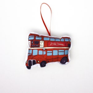 London double decker bus ornament: Christmas ornament, holiday tree decoration