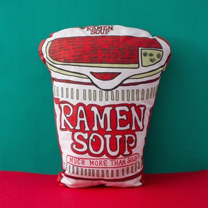 Ramen soup pillow, decorative pillow, Food lover pillow, image 1