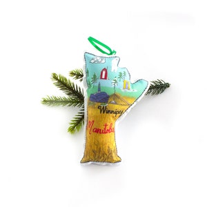 Manitoba Karte Ornament, kanadische Prärie Feiertagsdekoration, kanadische Provinz Ornament