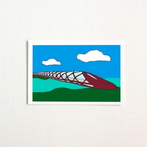 Cartão postal da ponte de Calgary. Impressão artística ilustrada da ponte da paz de Calgary