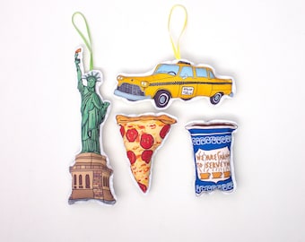 New york Ornaments- Set of 4 New York themed ornaments- hostess gift