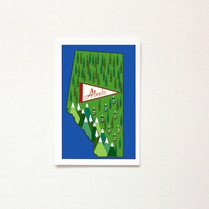 Carte postale de carte de l'Alberta. Impression d'art illustrée de l'Alberta