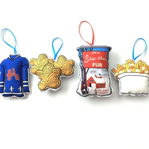 Québec Zucker Shack Ornament Satz: Abzeichen de Noël Cabane À Sucre du Québec
