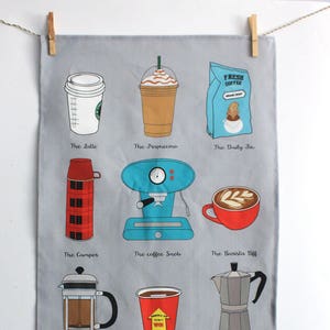 Tea towel: Cotton canvas linen- Kitchen towel- Coffee lovers-Cotton canvas linen- Kitchen towel-