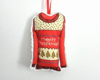 Ugly Christmas Sweater ornament, Tree decoration, hostess gift under 20