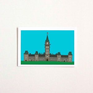 Cartão postal do Parlamento de Ottawa. Impressão artística ilustrada de Ottawa
