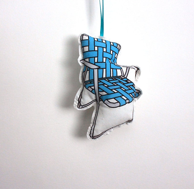 Retro Camping chair Ornament: 1980's Blue Plush Chair image 1