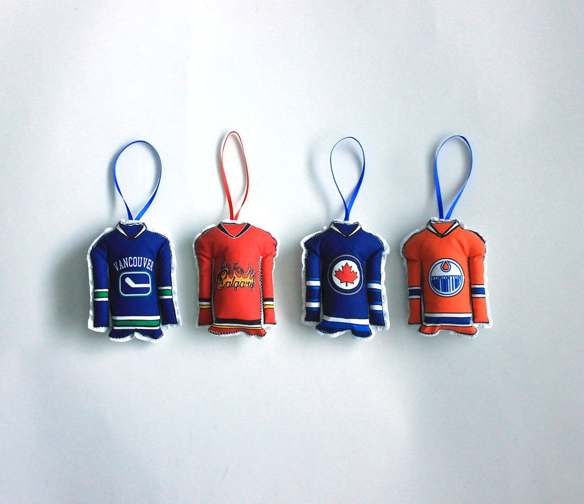 Hockey Ornaments Set of 4 Canadian hockey jersey ornaments Etsy