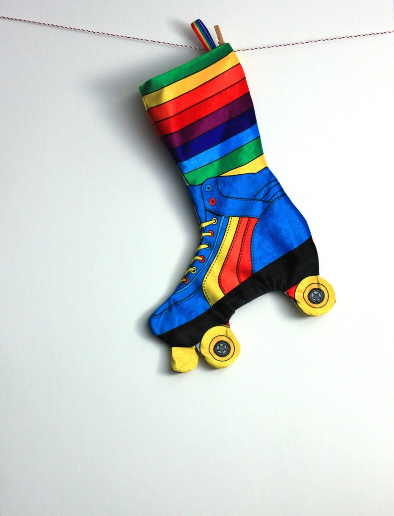 Rainbow Skate Christmas Stocking Roller Derby Skate Stocking Etsy